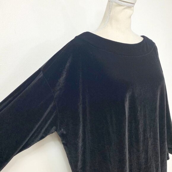 BRYN WALKER AIDA BLACK VELVET SHORT SLEEVE TUNIC SHIRT TOP - XS - Picture 6 of 10